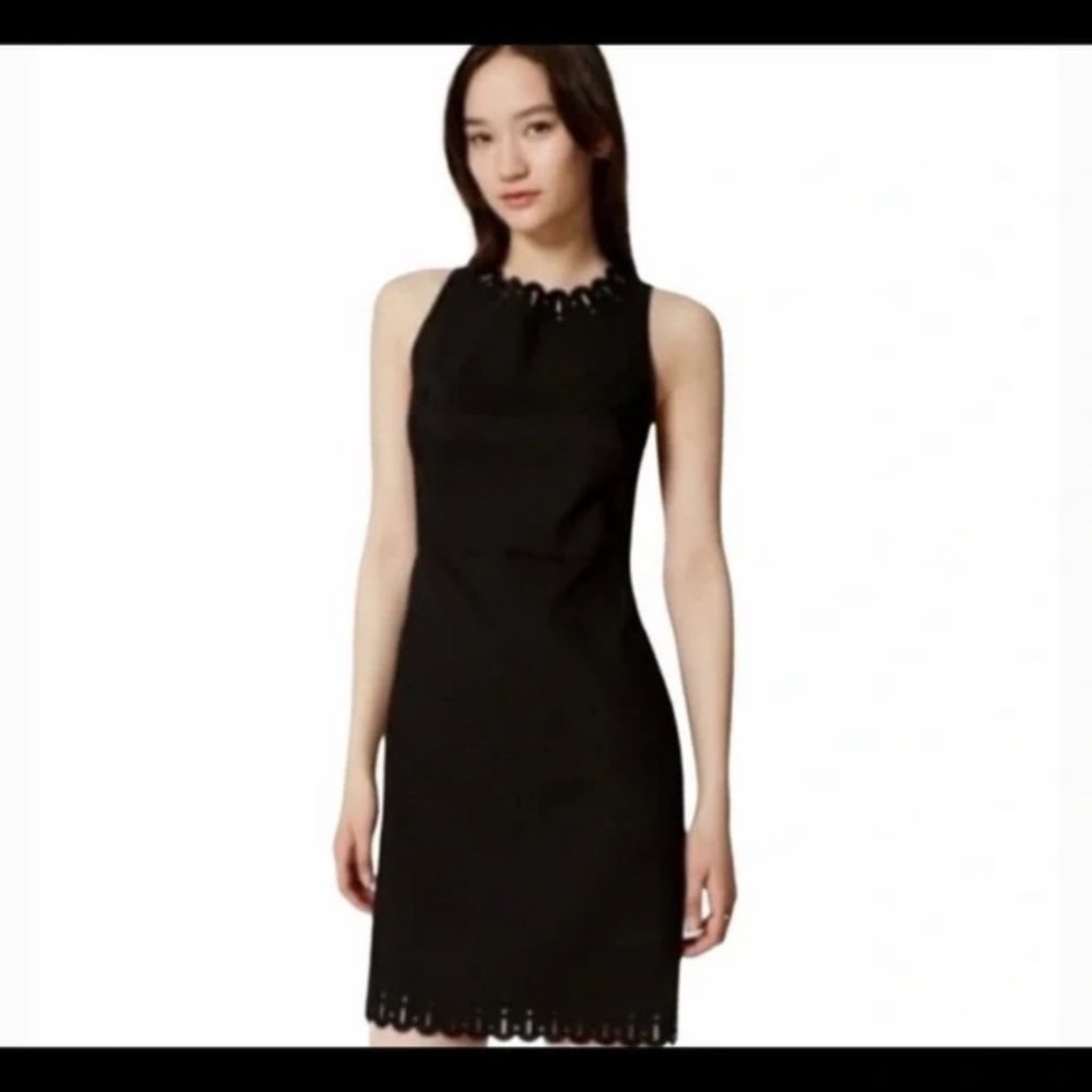 Loft Classy Scalloped Cutout Black Dress 6